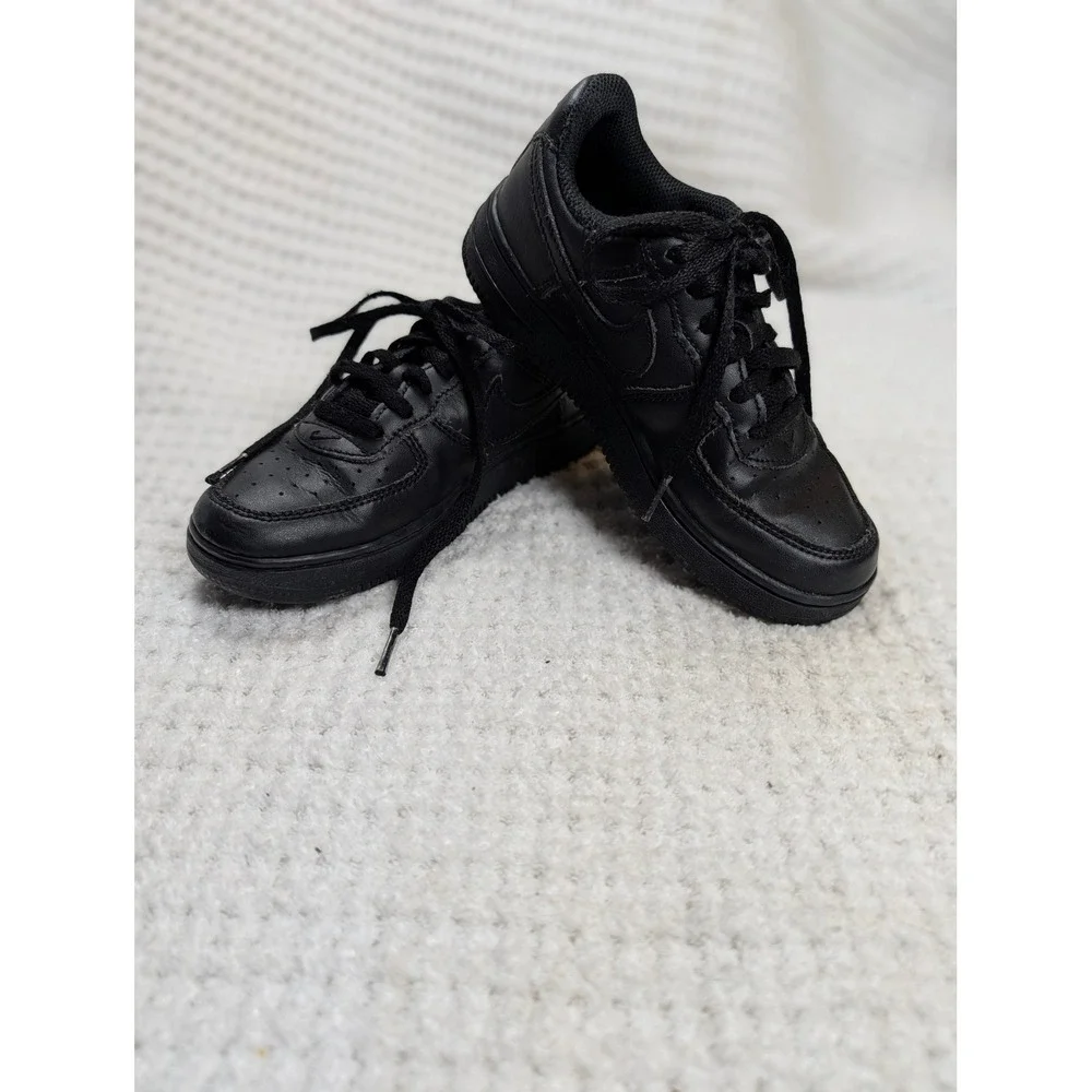 Nike Air Force 1 Low Triple Black 13C Leather Sneakers Low Top Shoes